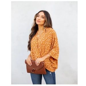 NWT Vici Floral Shimmer Drape Blouse
